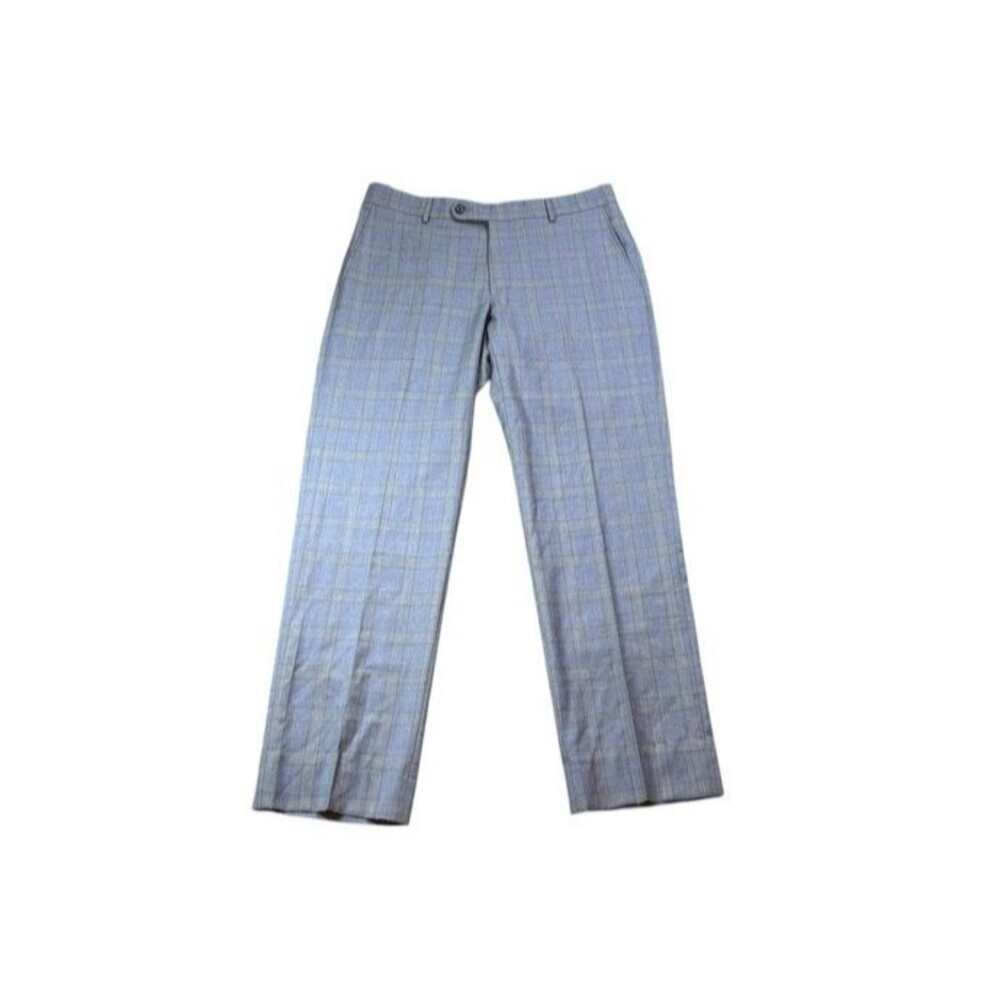 Ballin Dress Pants Mens Size 34x30 Gray-Blue Wool Check Comfort EZE Canada Made